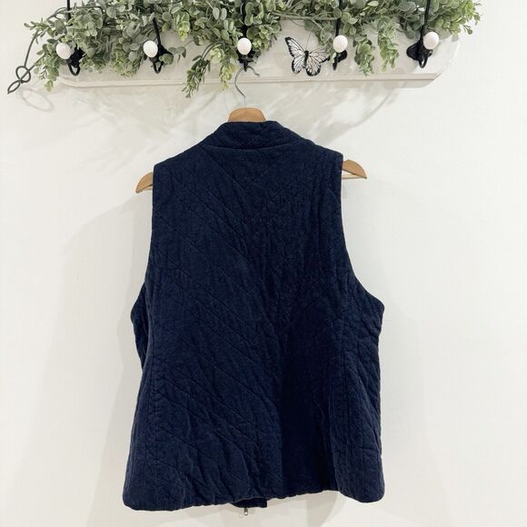 Eileen fisher asymmetrical zipper quilted vest navy blue size XL - Picture 2 of 4